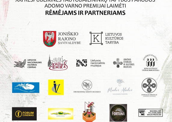 Padėka XXI respublikinės tautodailininkų tapybos parodos  renginių ciklo partneriams ir rėmėjams